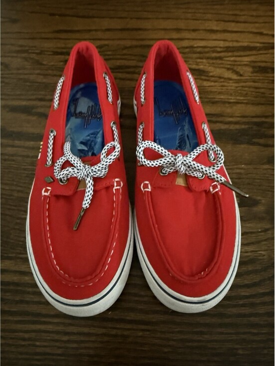 Guy Harvey Shoes - Guy Harvey Womens 7.5 Red Canvas Boat Shoes Deck Loafers GHWMISSIT-6231
